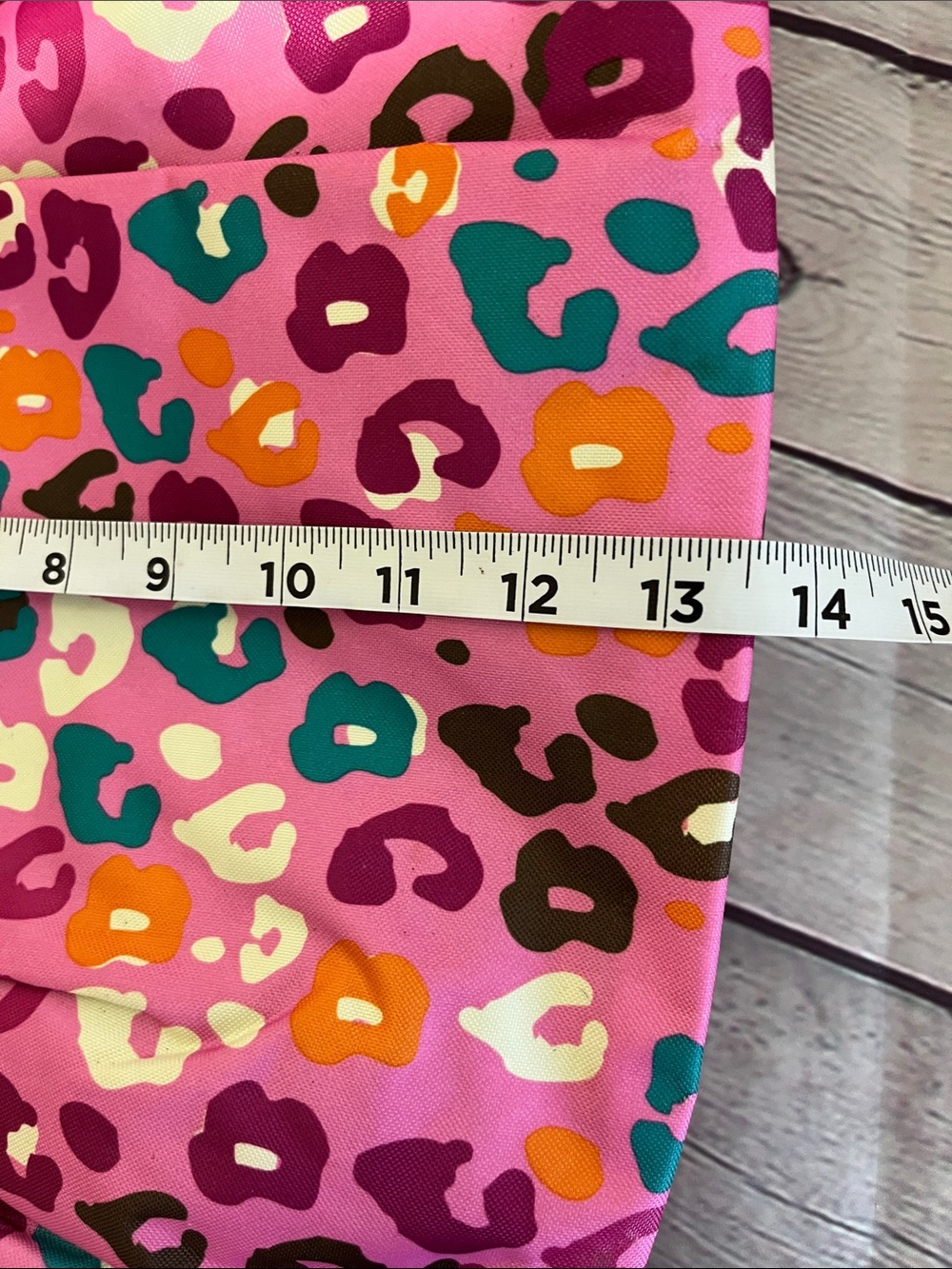 Pink Leopard-Print Tote with Teal Handles - Picture 6 of 7